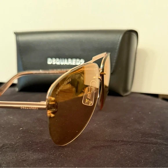 DSQUARED2 Baptiste Rose Gold Aviator Sunglasses (DQ0274 38Z  display picture 2